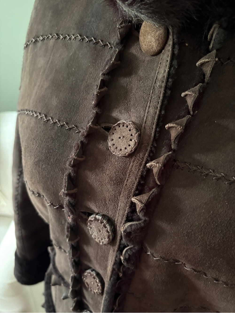 Vintage Dennis Basso Brown Shearling Long Coat - Picture 4 of 10